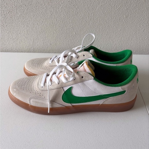 Nike SB Heritage Vulc Men 11.5 White/Lucky Green Gum Sole Athletic Skate Suede - Picture 3 of 12